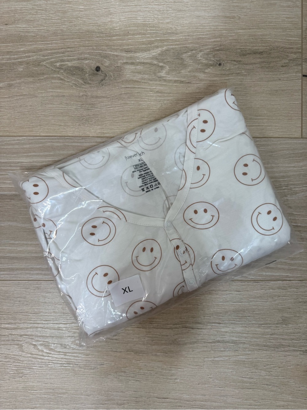 NEW Forever French Smiley Henley Top & Flare Bottom Pajama Set